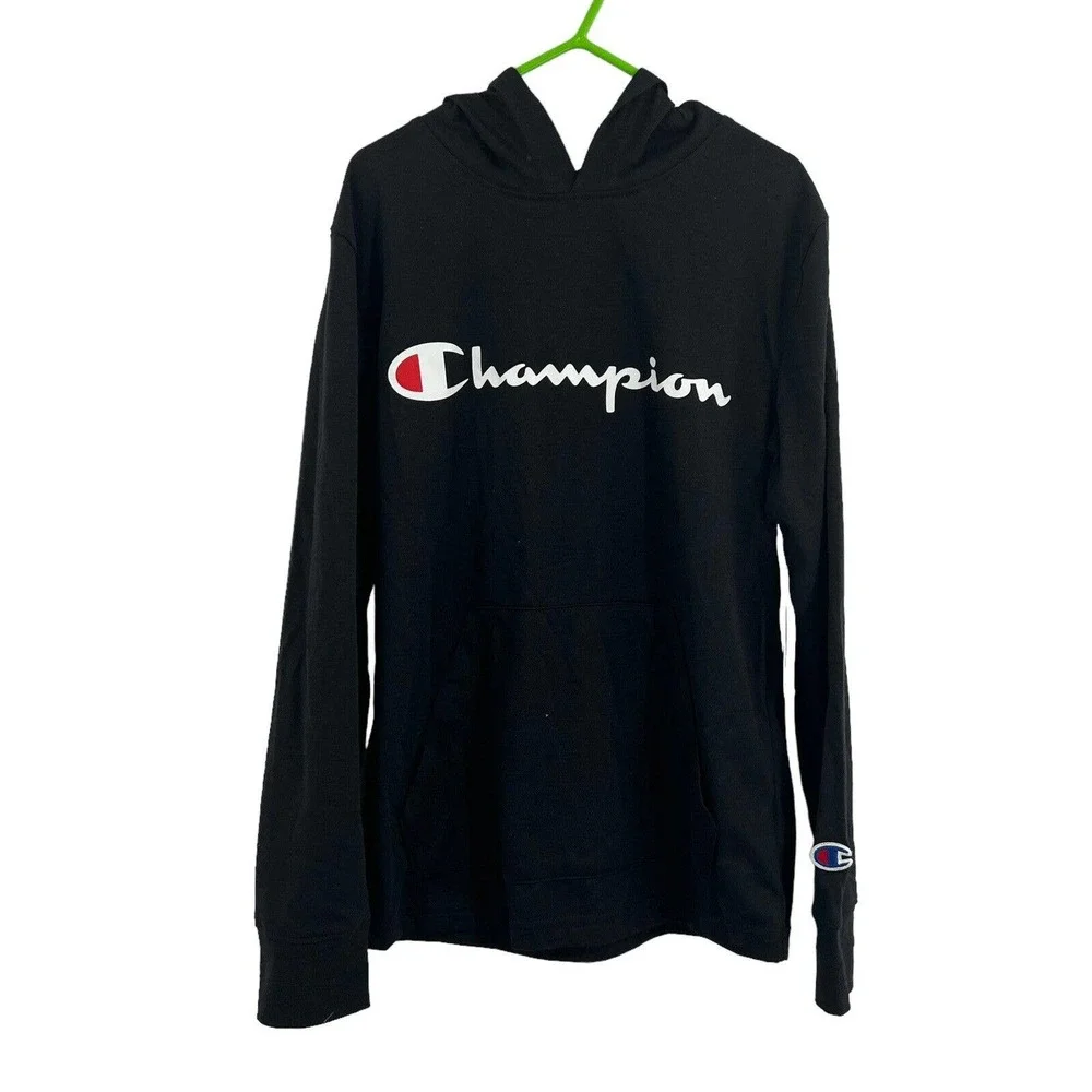 Champion Kids‎ Black Long Sleeve Hooded Tee Size Small New